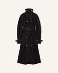 BI-MATERIAL TRENCH COAT IN SILK FAILLE AND CHARMEUSE FABRIC