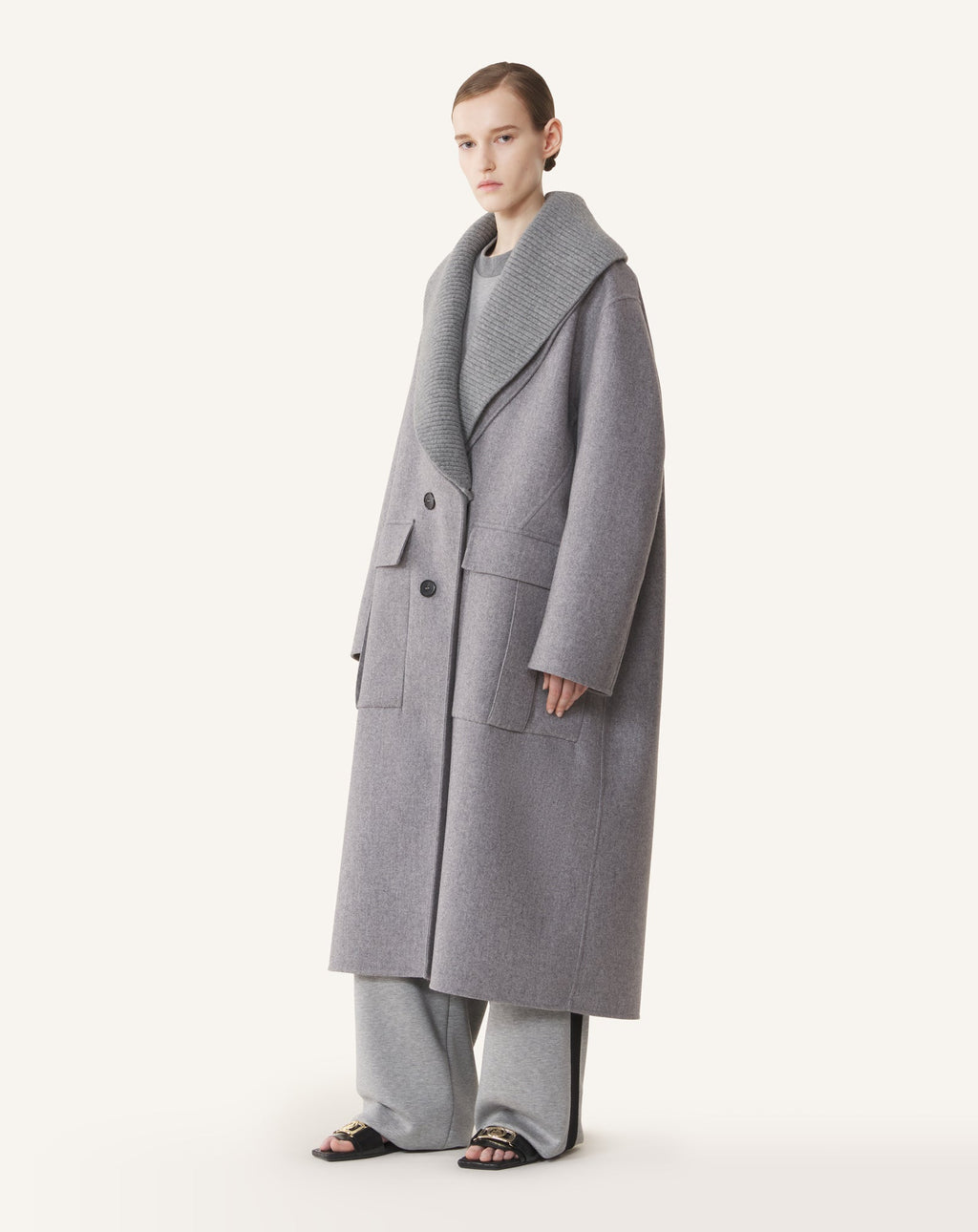DOUBLE-FACED COAT IN WOOL AND CASHMERE