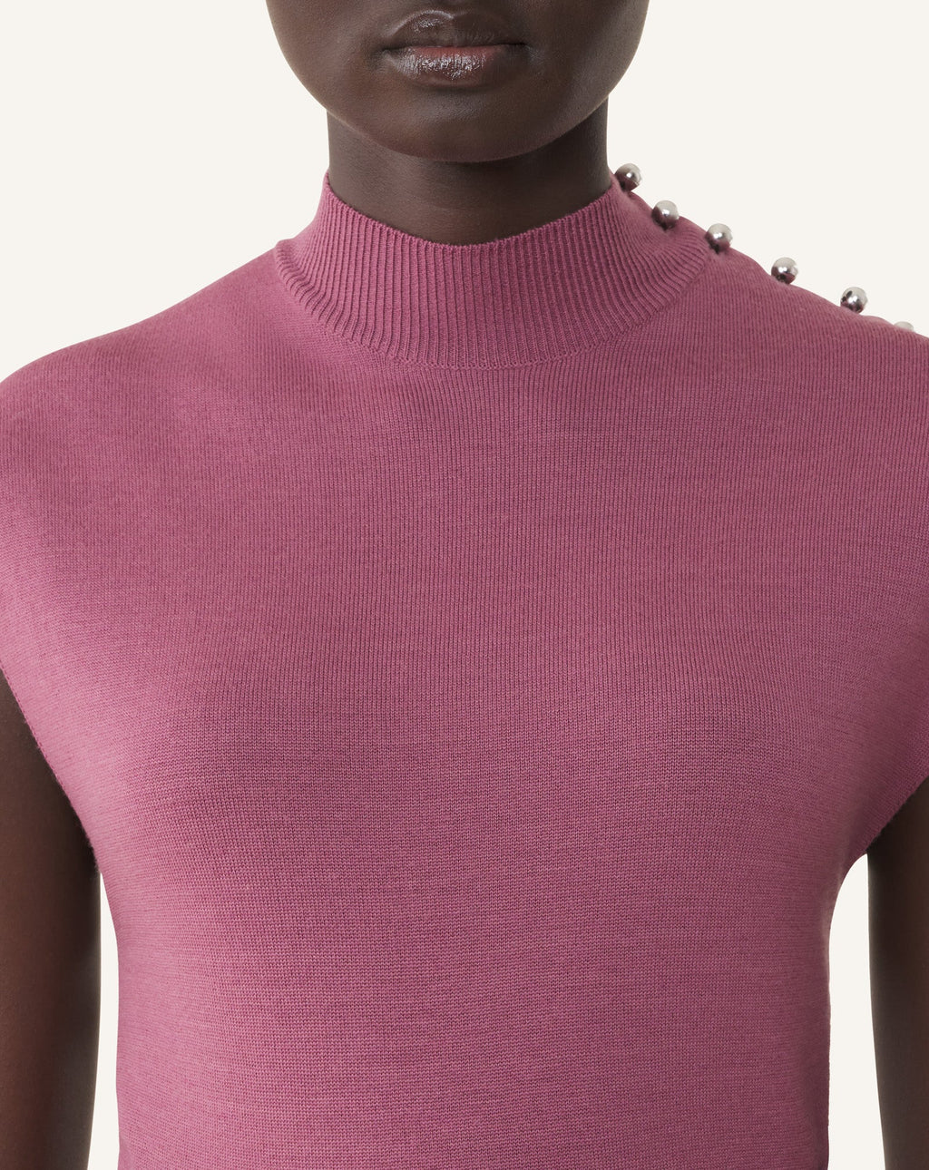 DRAPED HIGH COLLAR DRESS IN WOOL