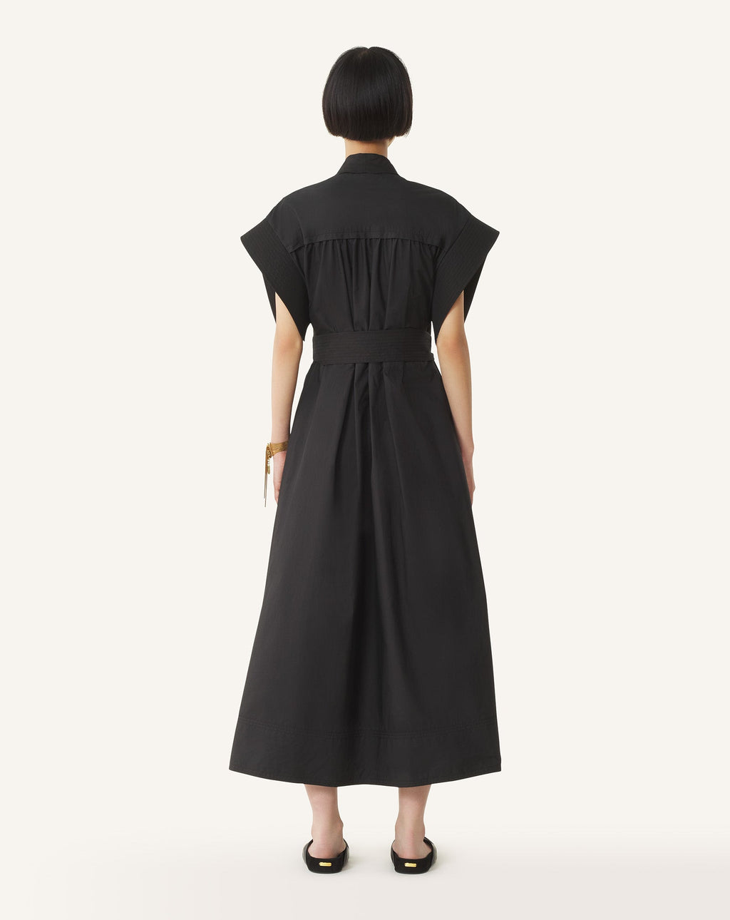 FLARED DRESS IN COTTON POPLIN