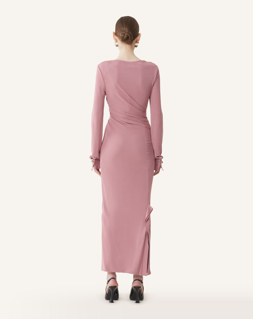 LONG DRAPED DRESS IN CREPE JERSEY