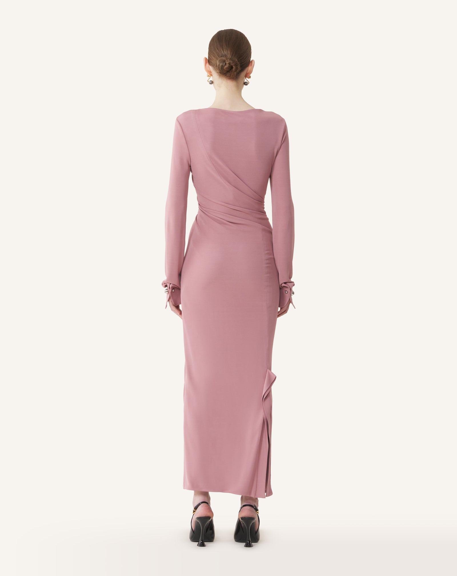 LONG DRAPED DRESS IN CREPE JERSEY