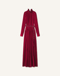 LONG PLEATED CHARMEUSE DRESS