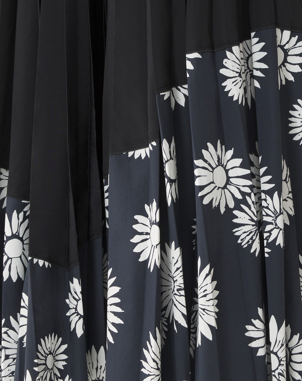 PLEATED DRESS IN CHARMEUSE AND PRINTED COTTON