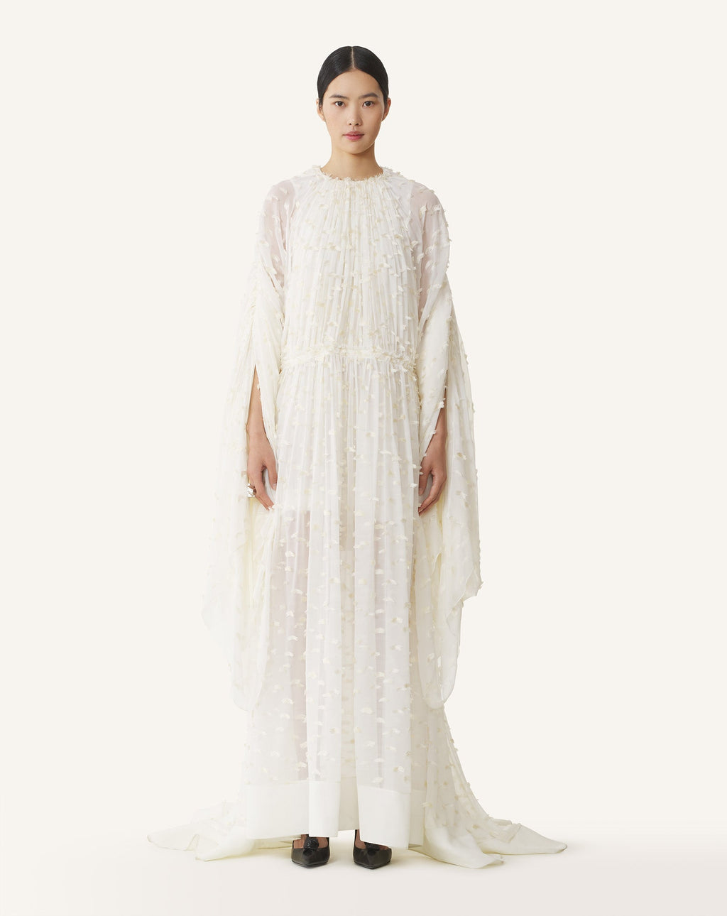 LONG DRESS IN PLUMETIS SILK