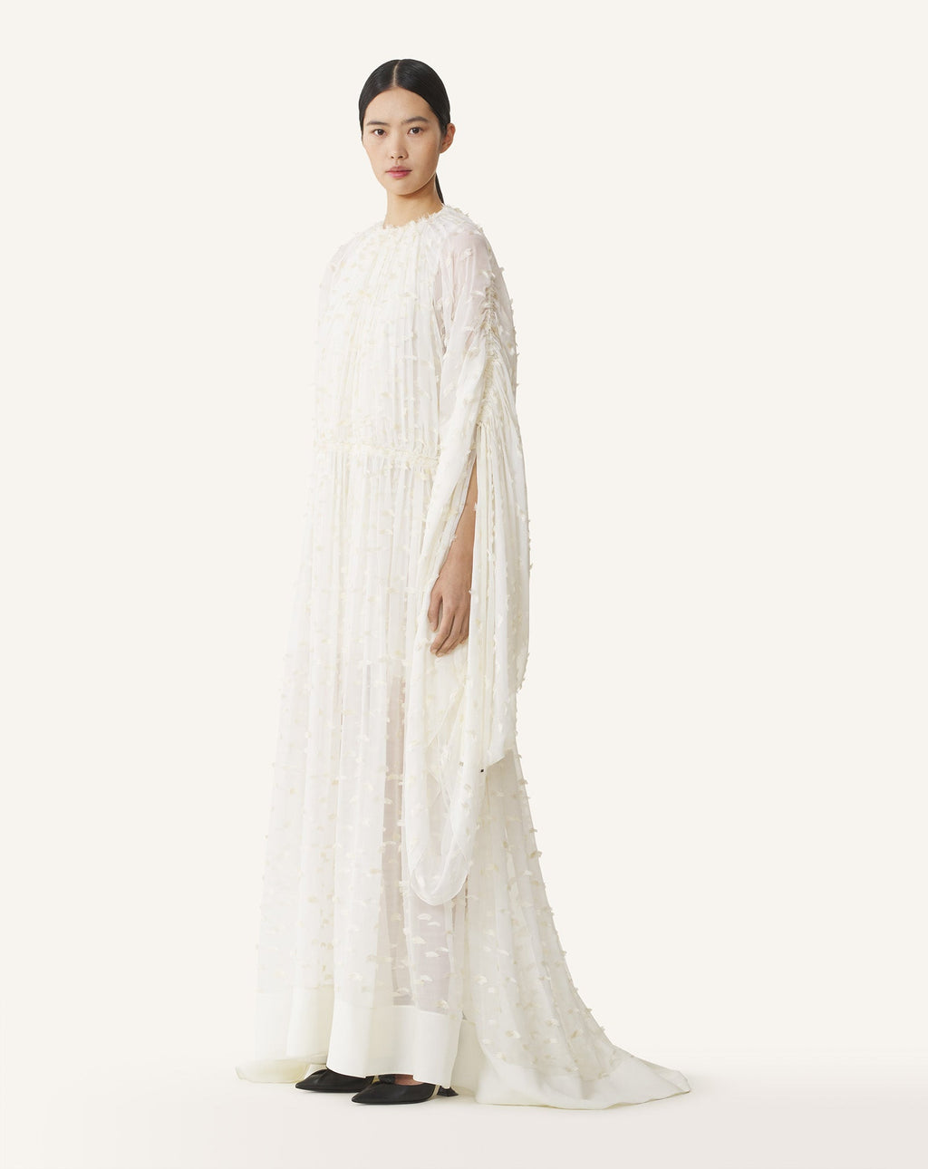 LONG DRESS IN PLUMETIS SILK