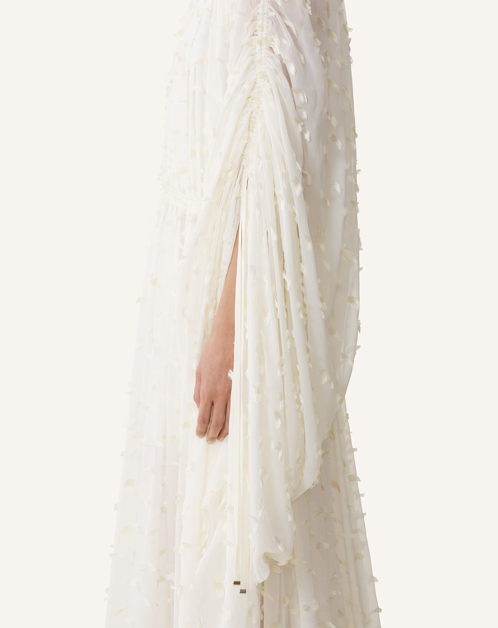 LONG DRESS IN PLUMETIS SILK