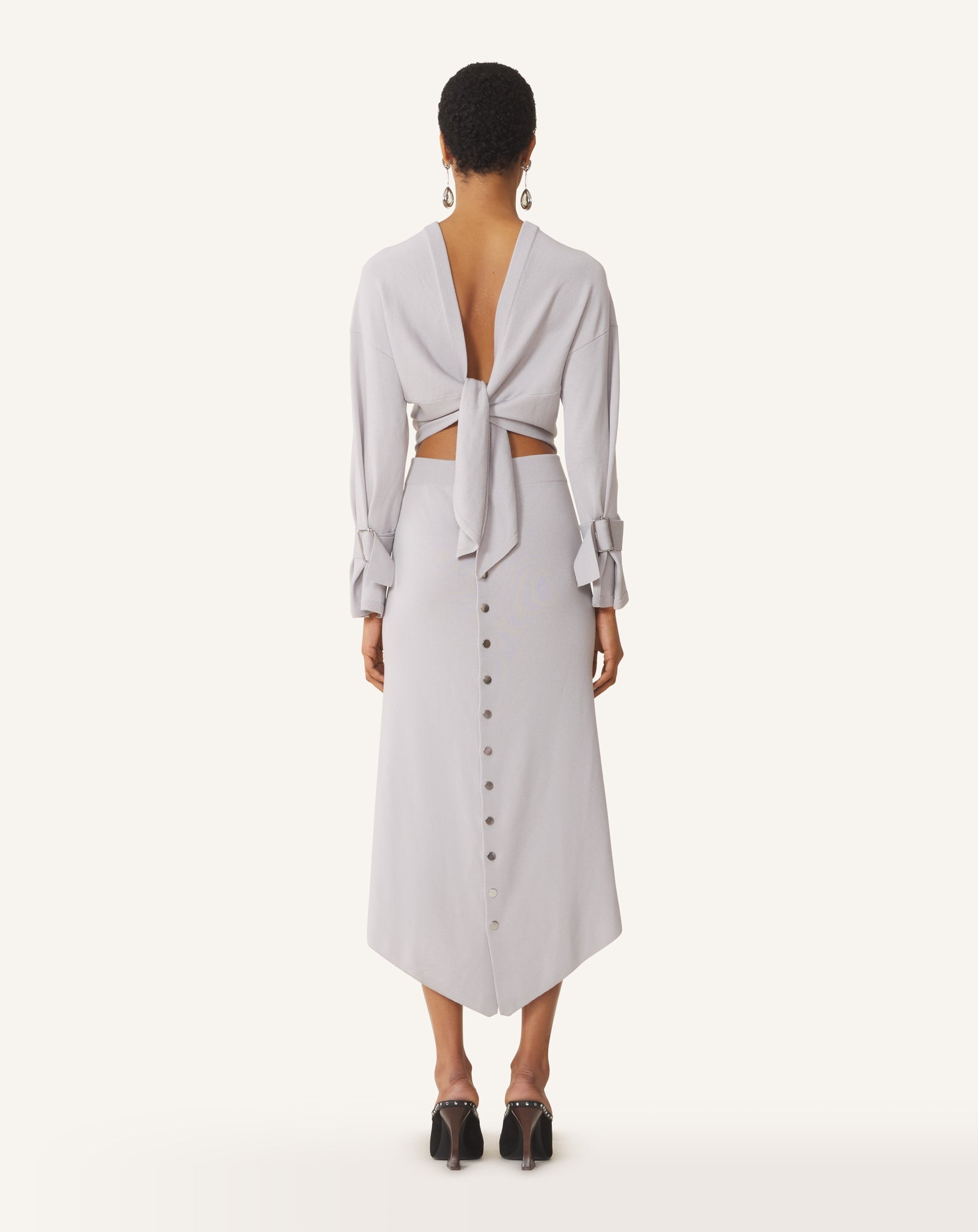 LONG SILK DRESS WITH BACK TIE
