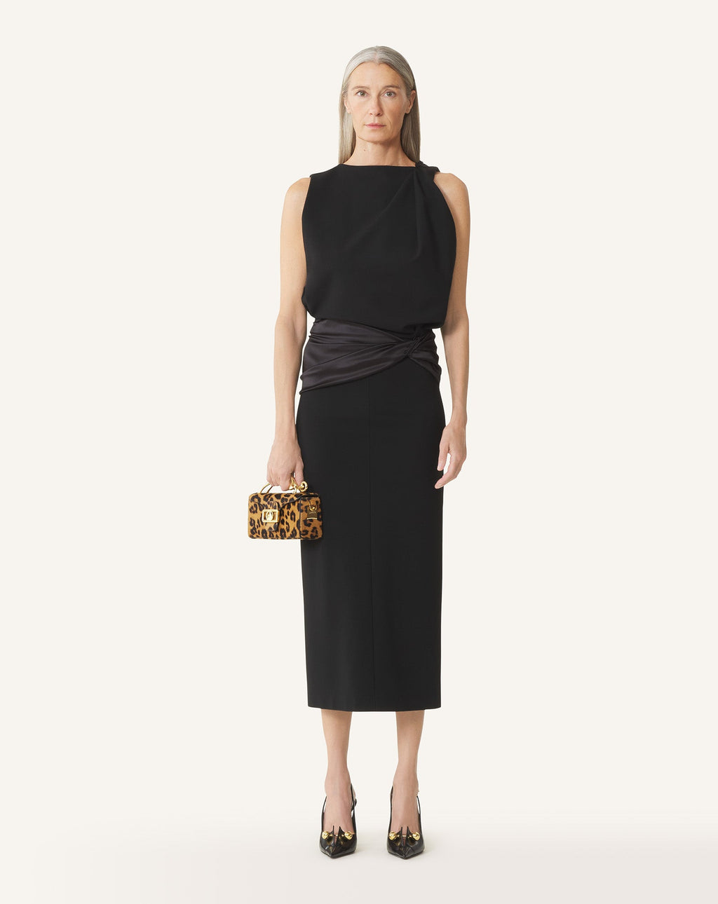 MIDI DRESS IN JERSEY AND SATIN