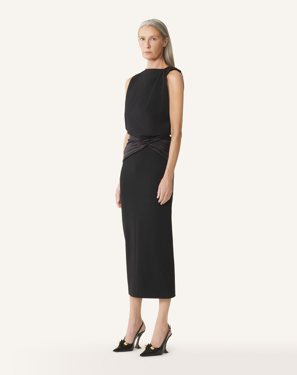 MIDI DRESS IN JERSEY AND SATIN