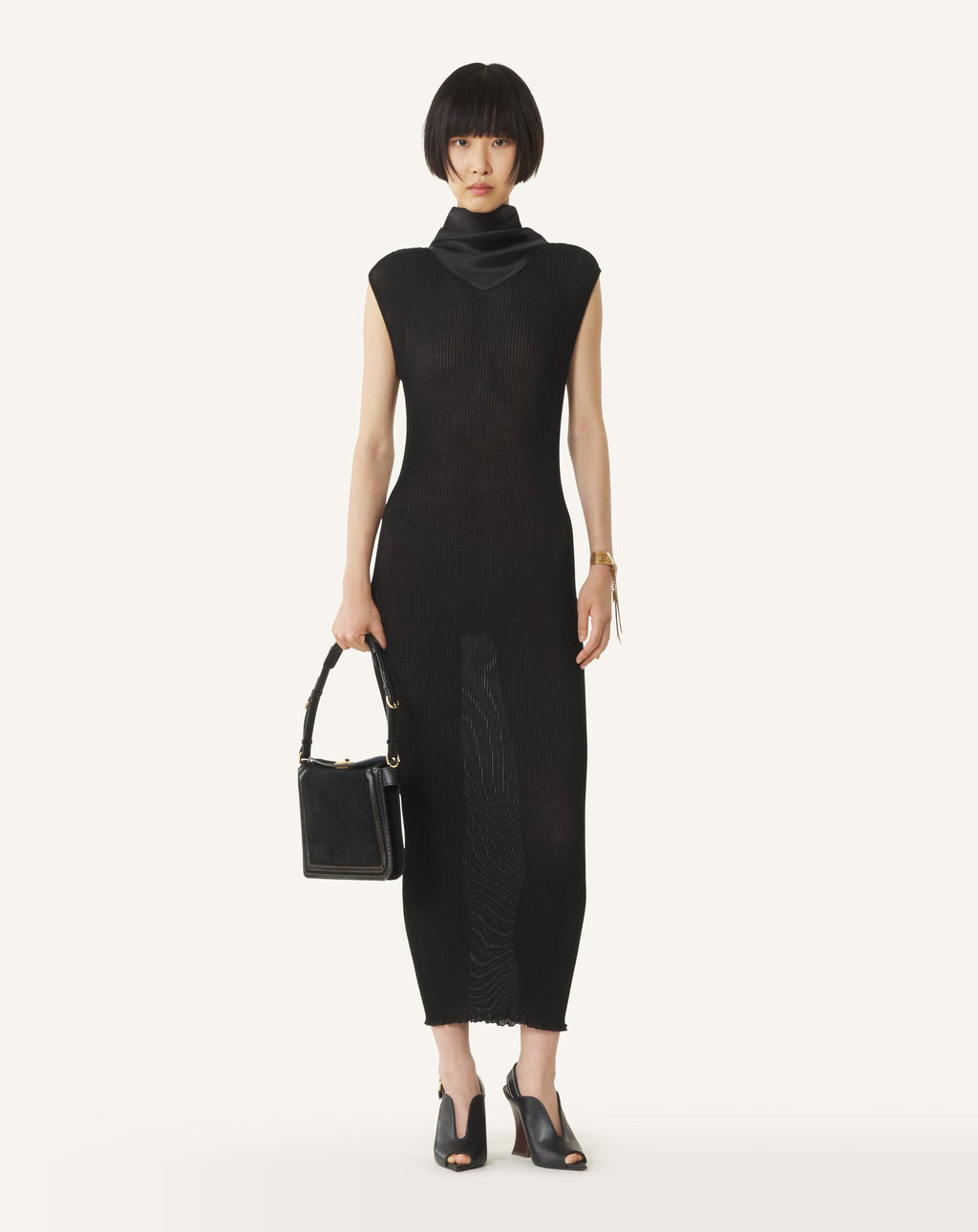 PLEATED JERSEY DRESS