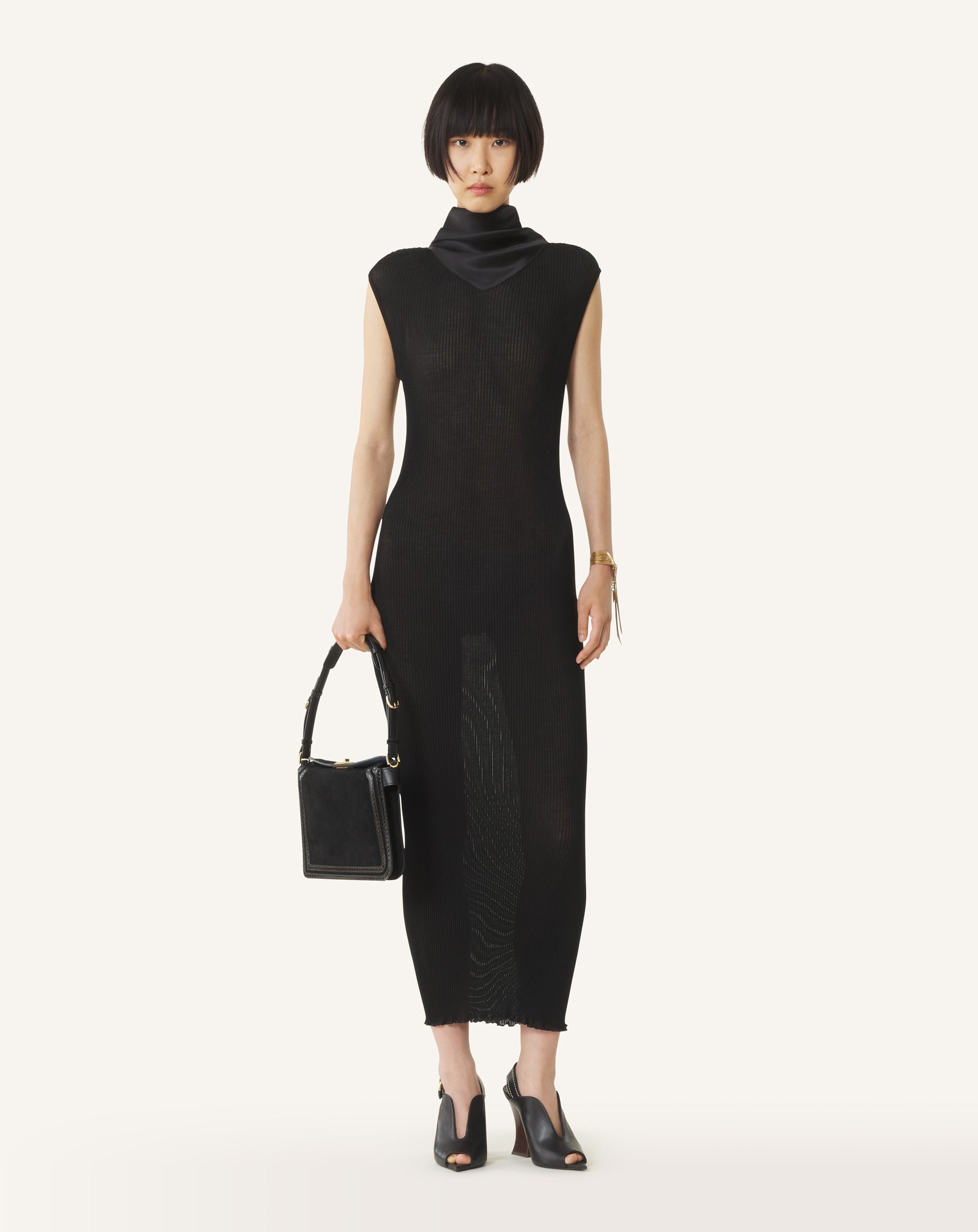 PLEATED JERSEY DRESS