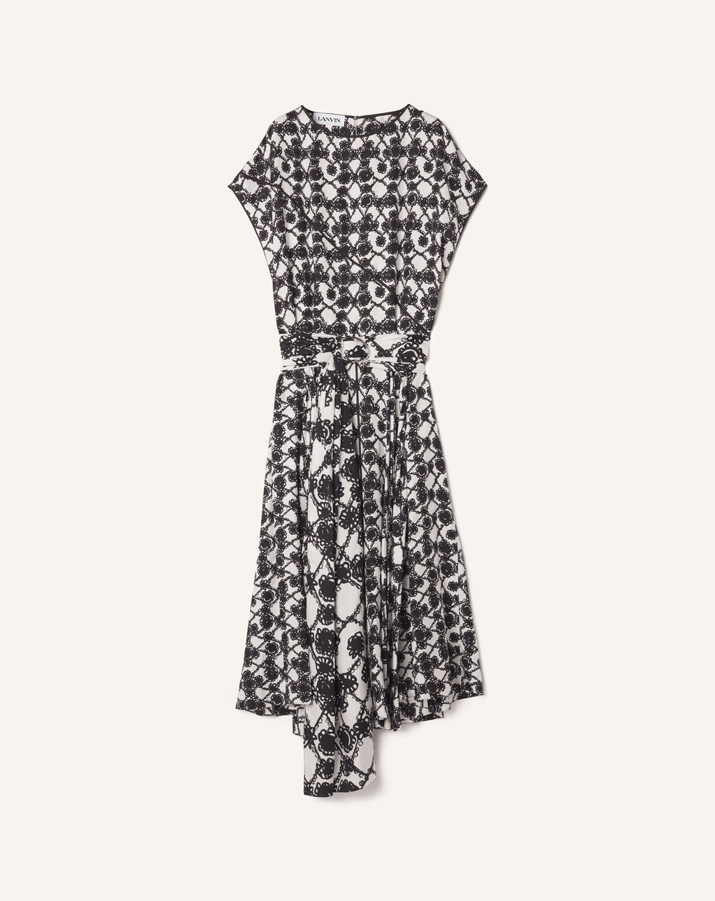 PRINTED SILK DRAPED DRESS