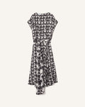 PRINTED SILK DRAPED DRESS