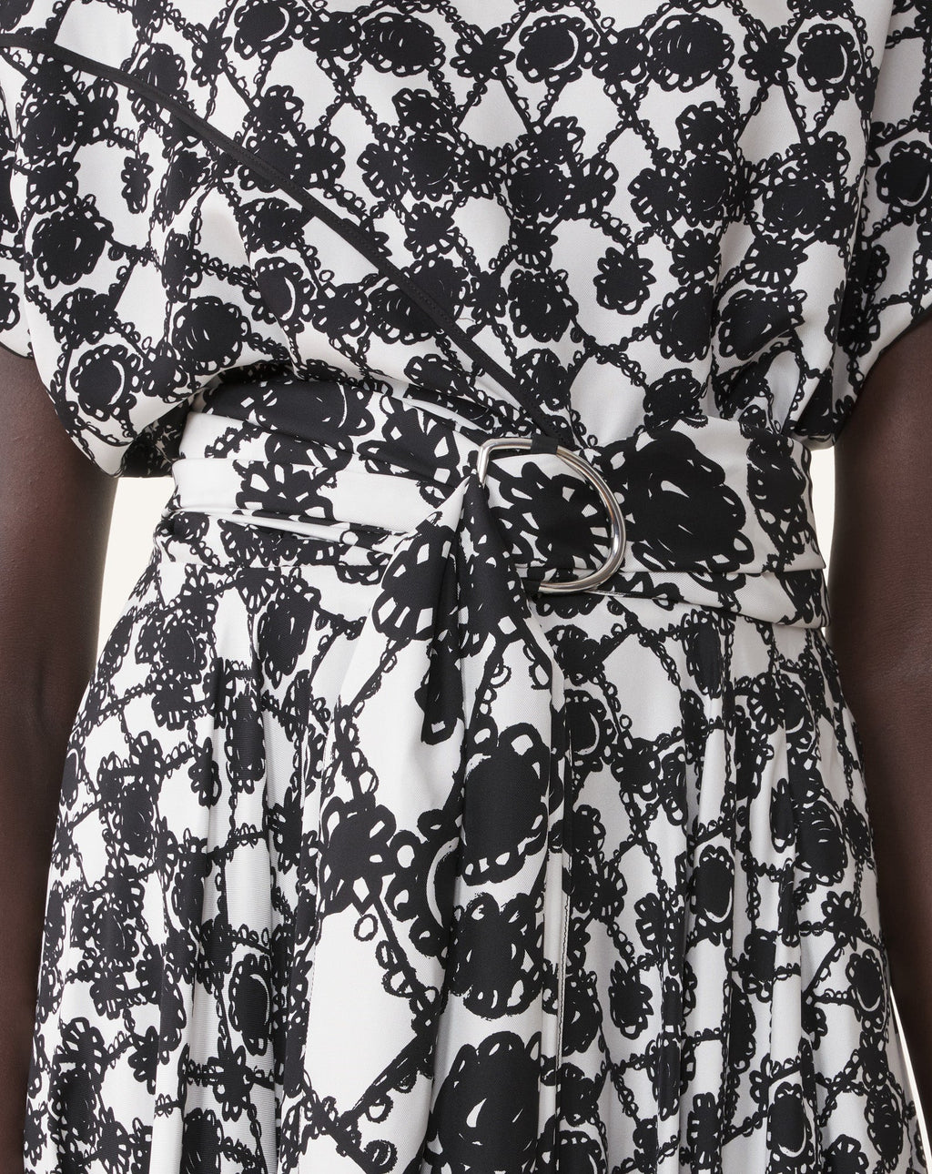 PRINTED SILK DRAPED DRESS