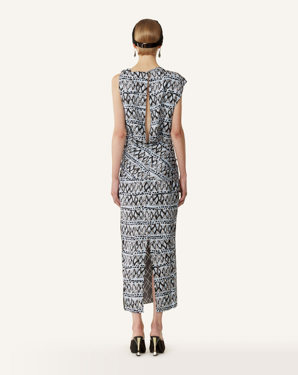 PRINTED SILK PATCHWORK DRESS