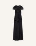 EMBROIDERED BIB DRESS IN SILK GEORGETTE
