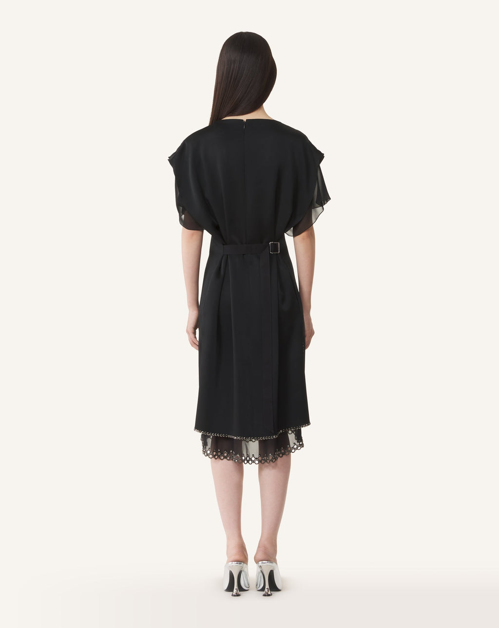 EMBROIDERED MIDI DRESS IN SATIN
