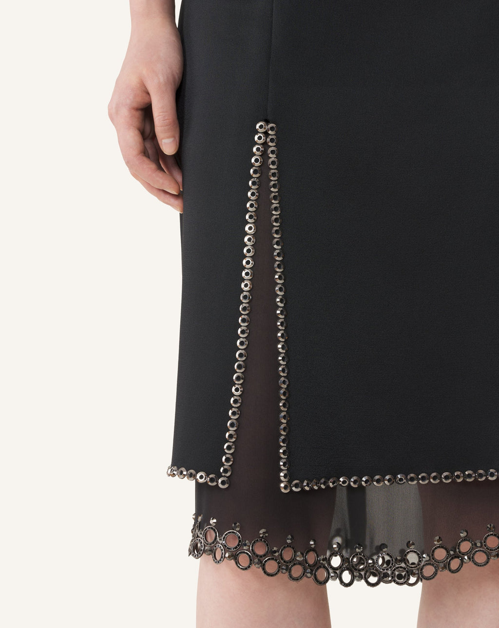 EMBROIDERED MIDI DRESS IN SATIN