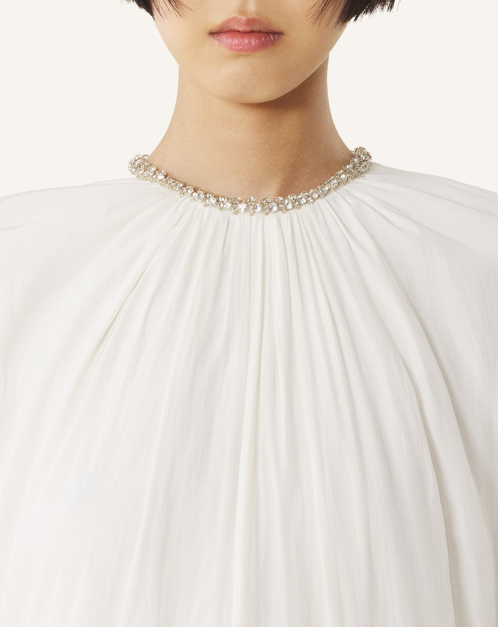 EMBROIDERED DRESS IN CHARMEUSE