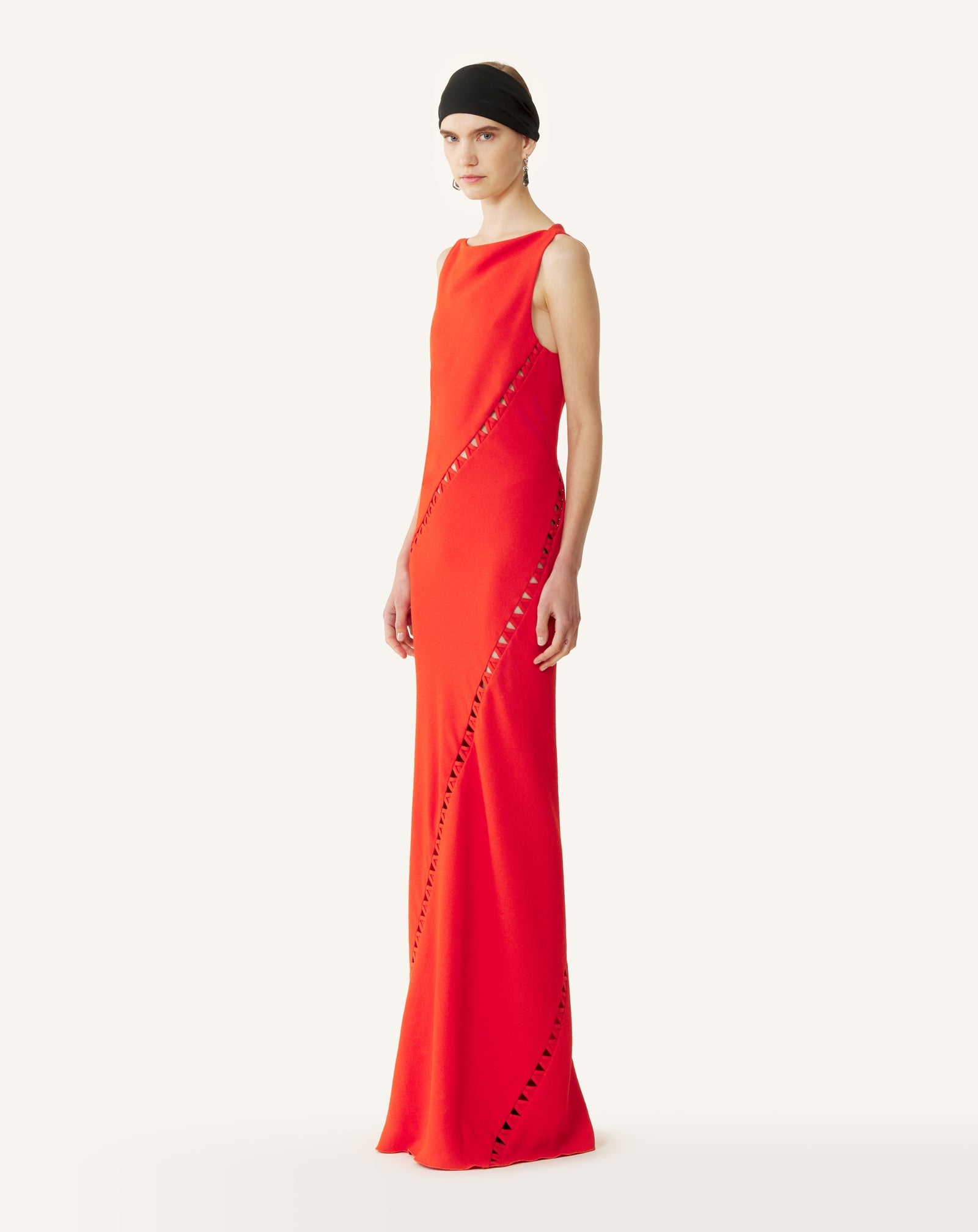 VISCOSE DRAPED-BACK LONG DRESS