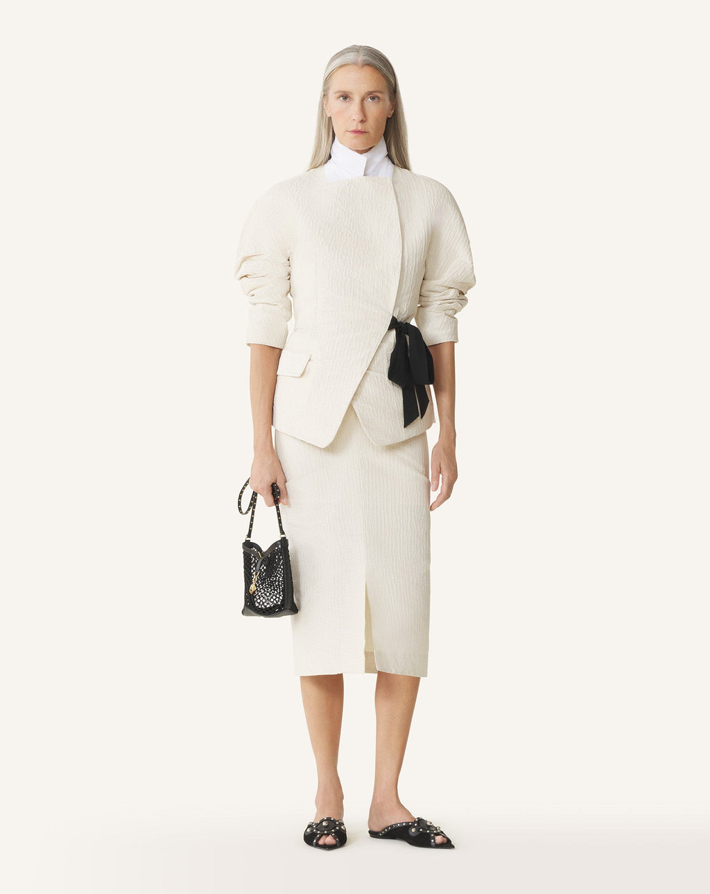 BELTED JACQUARD JACKET