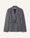 BELTED JACKET IN WOOL FLANNEL
