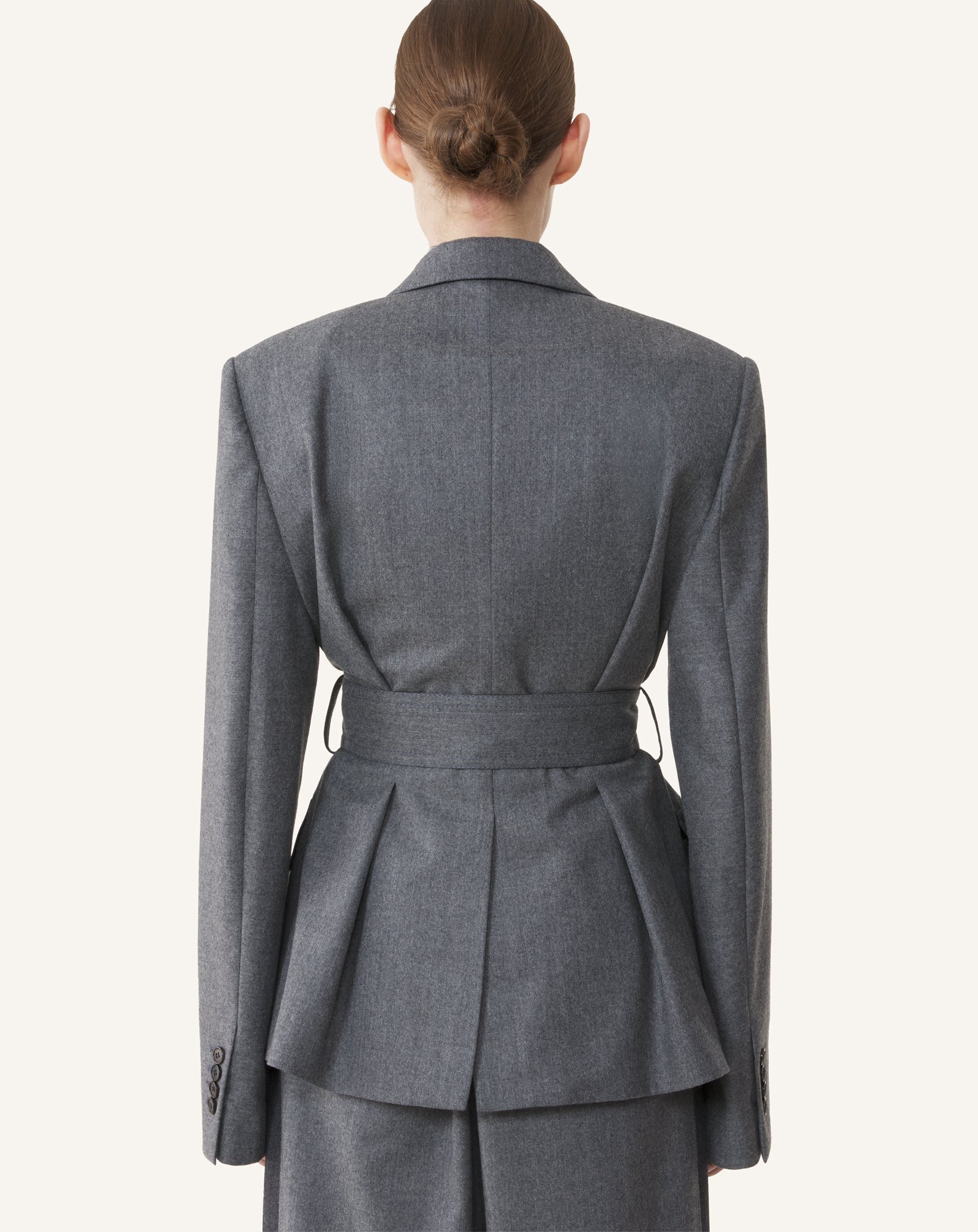 BELTED JACKET IN WOOL FLANNEL