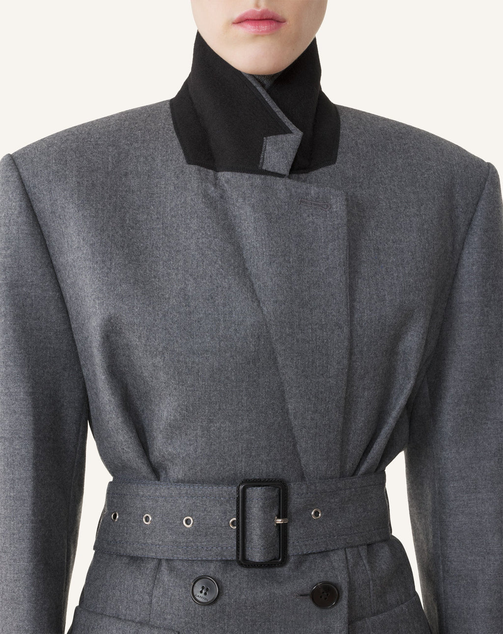 BELTED JACKET IN WOOL FLANNEL