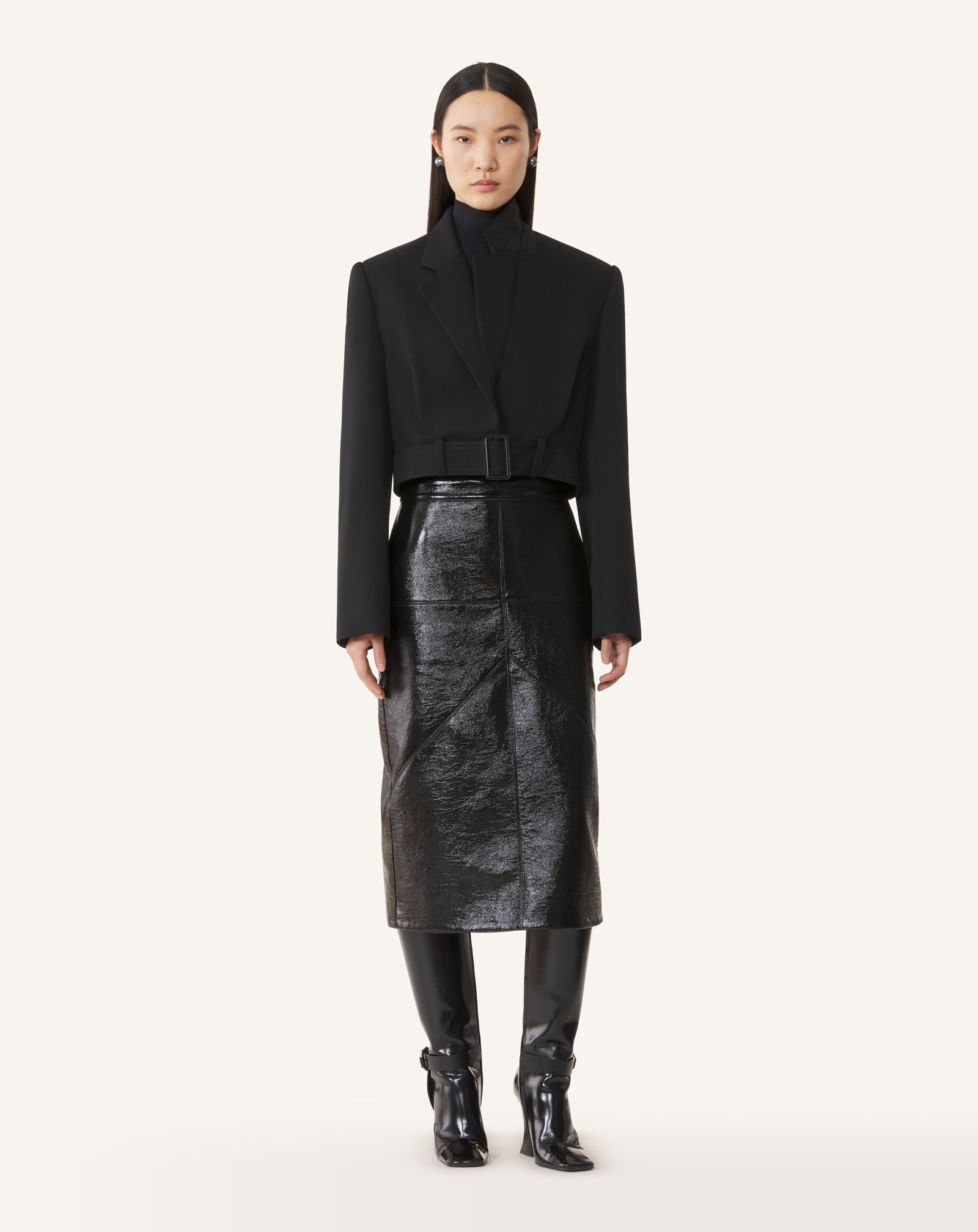 SHORT BELTED JACKET IN WOOL