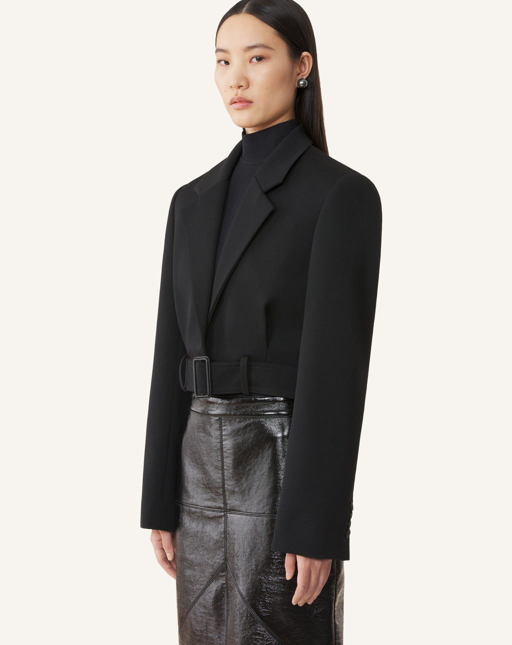 SHORT BELTED JACKET IN WOOL