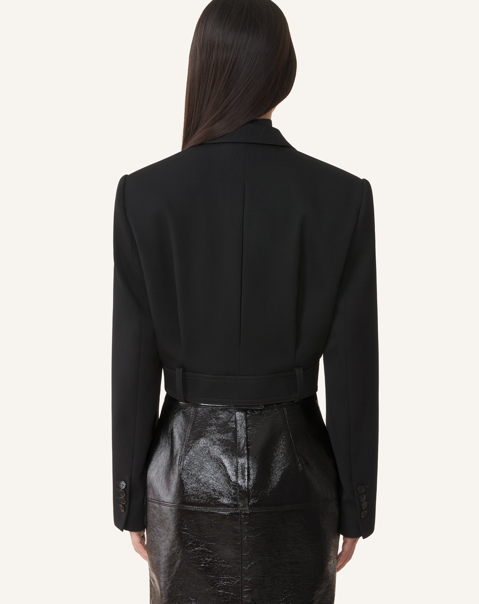 SHORT BELTED JACKET IN WOOL
