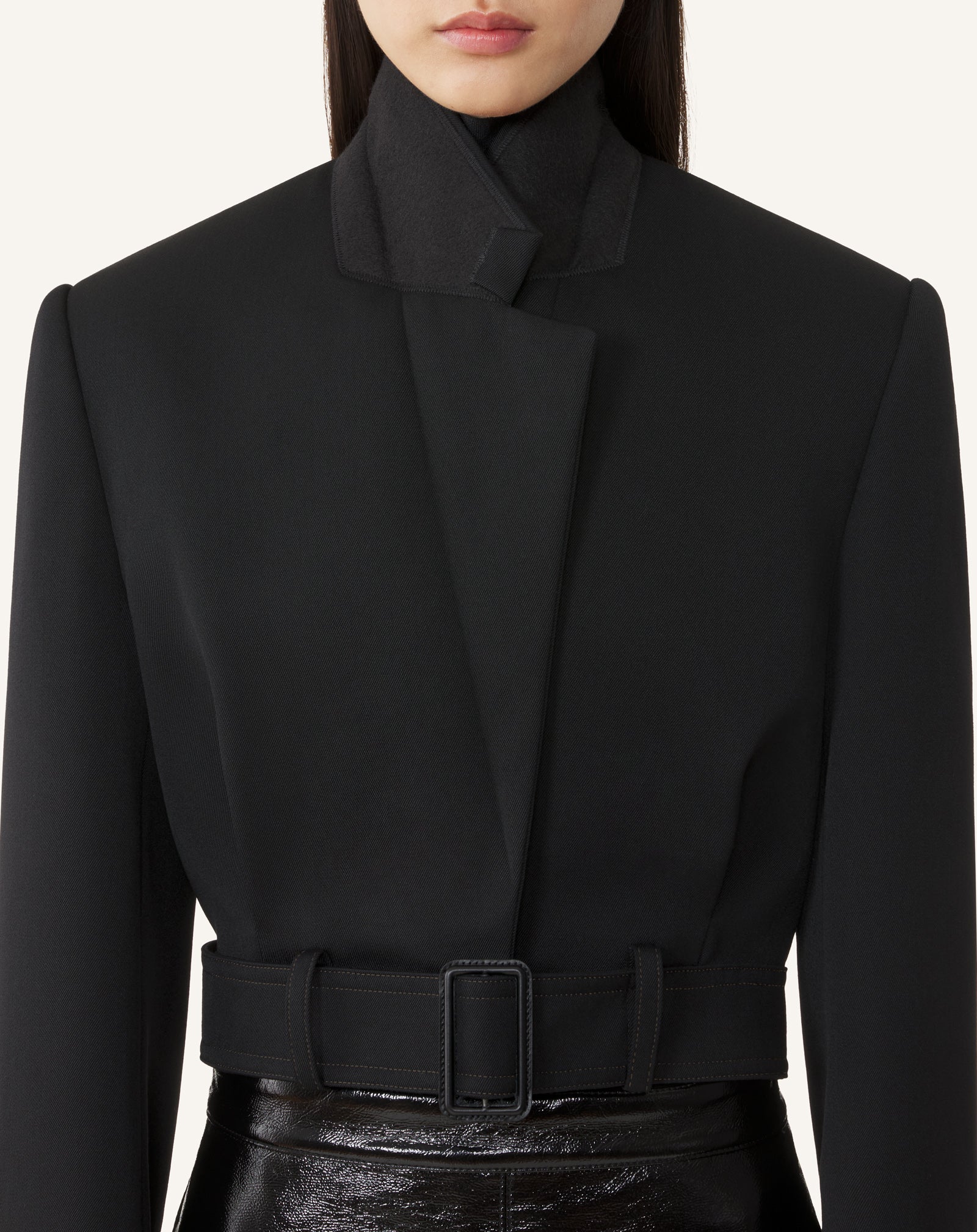 SHORT BELTED JACKET IN WOOL