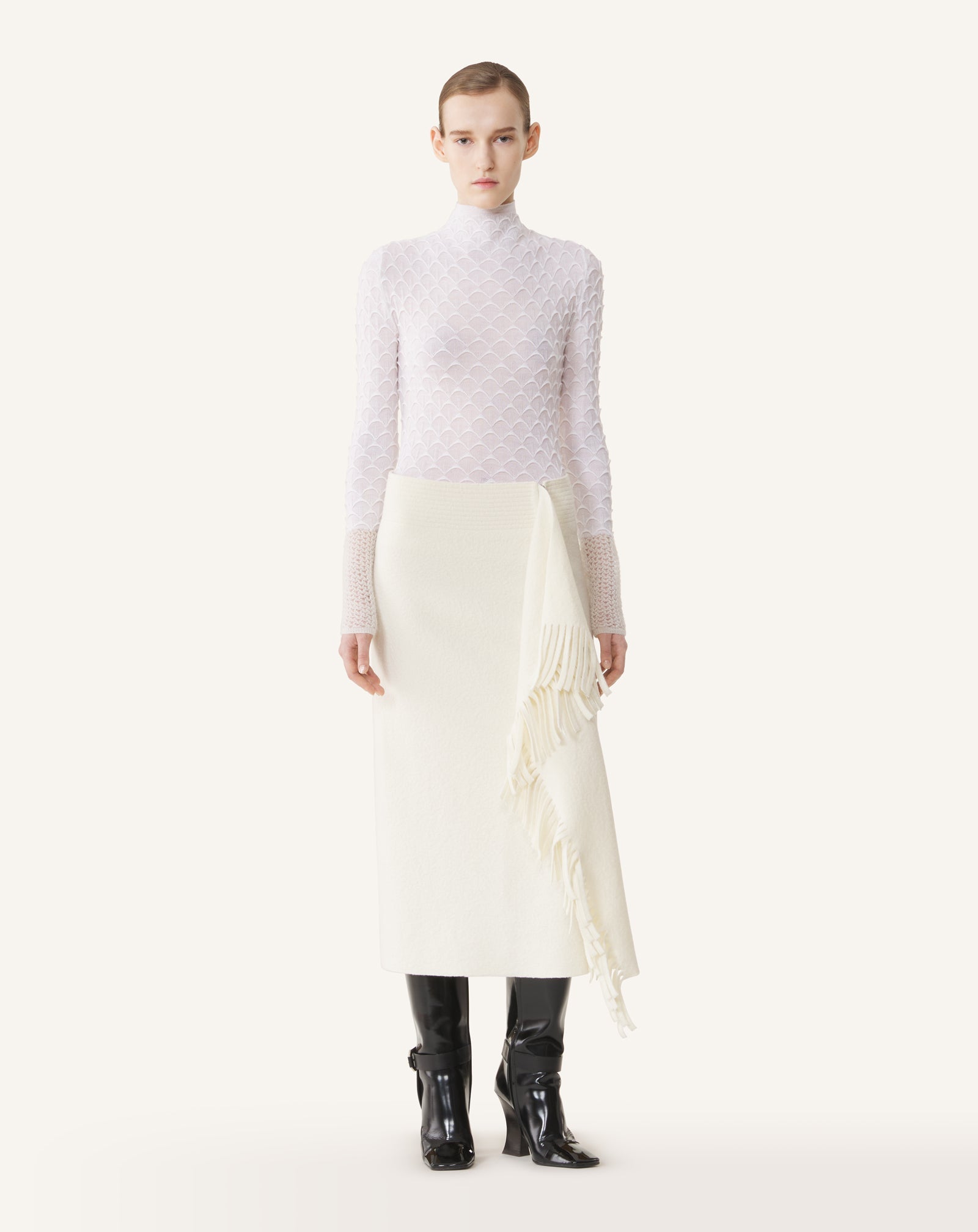 HIGH-NECK TOP IN WOOL AND MOHAIR