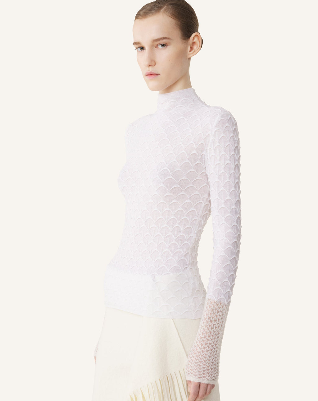 HIGH-NECK TOP IN WOOL AND MOHAIR