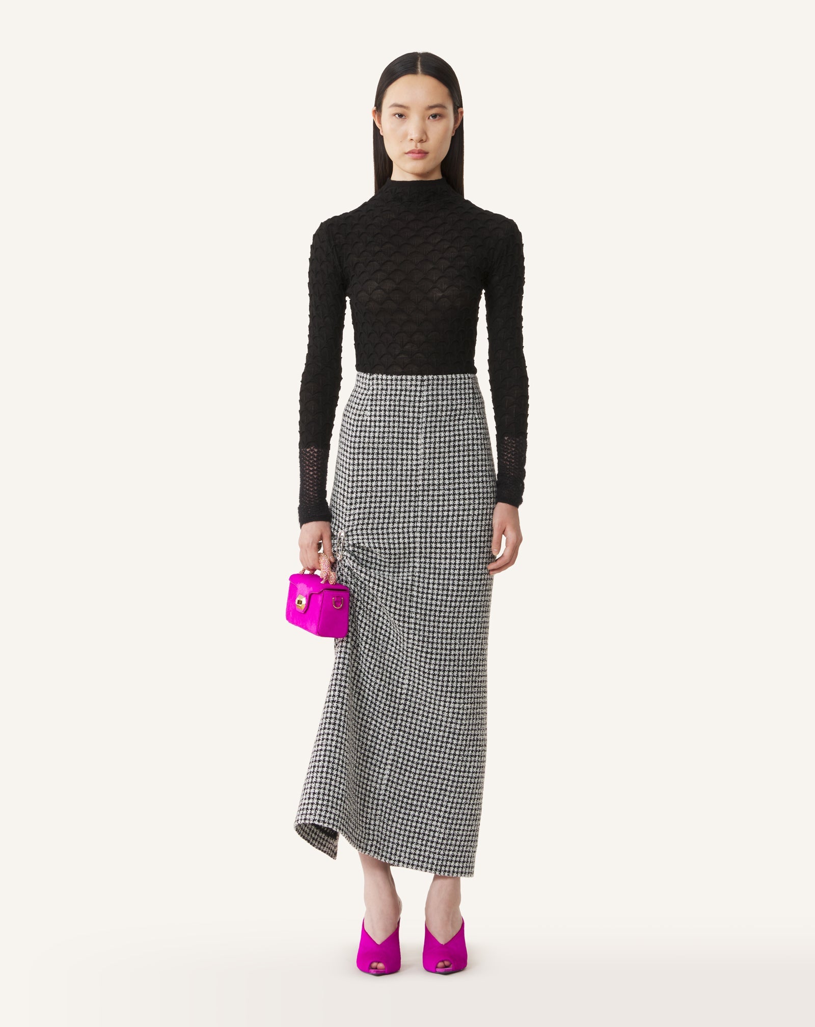 HIGH-NECK TOP IN WOOL AND MOHAIR