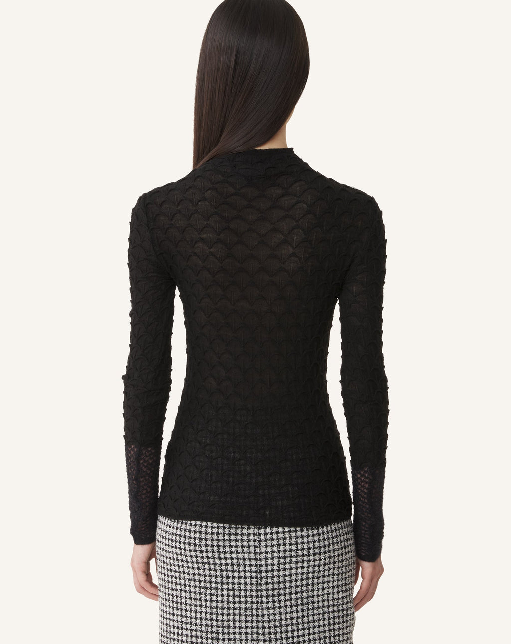 HIGH-NECK TOP IN WOOL AND MOHAIR
