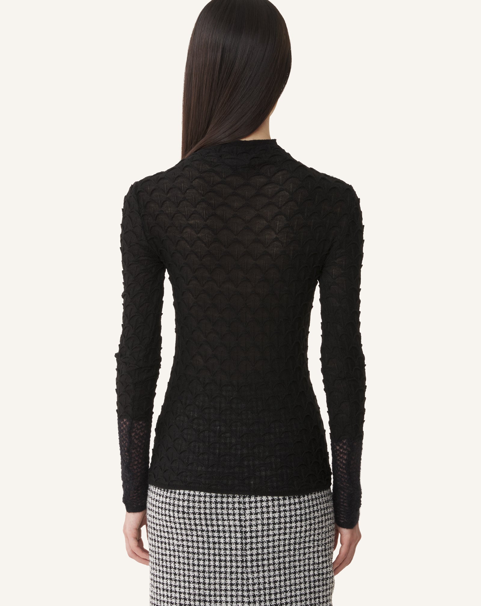 HIGH-NECK TOP IN WOOL AND MOHAIR