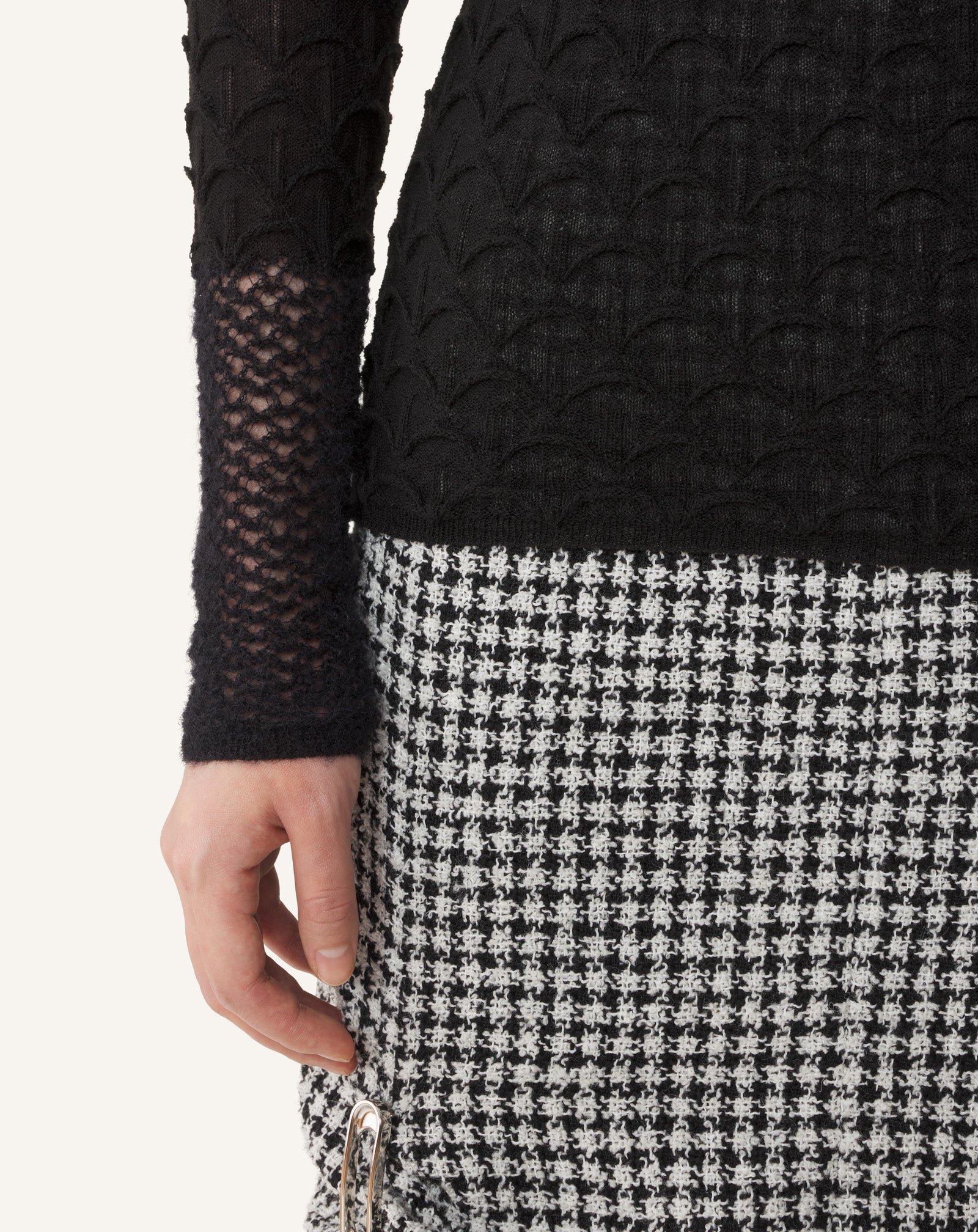 HIGH-NECK TOP IN WOOL AND MOHAIR