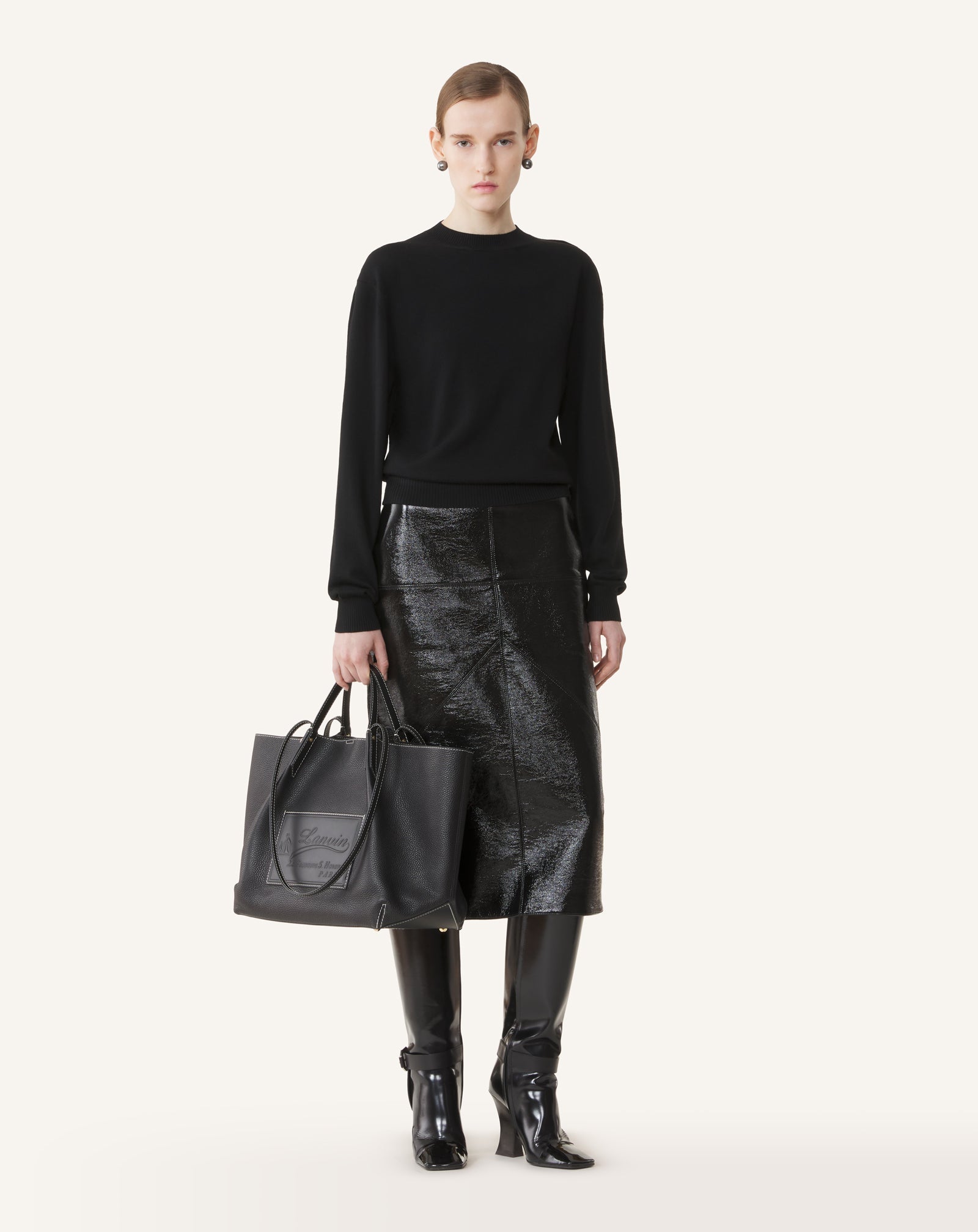 MERINO SWEATER WITH GROSGRAIN DETAIL
