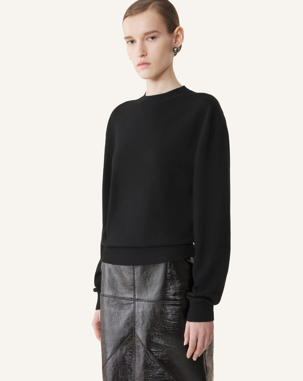 MERINO SWEATER WITH GROSGRAIN DETAIL