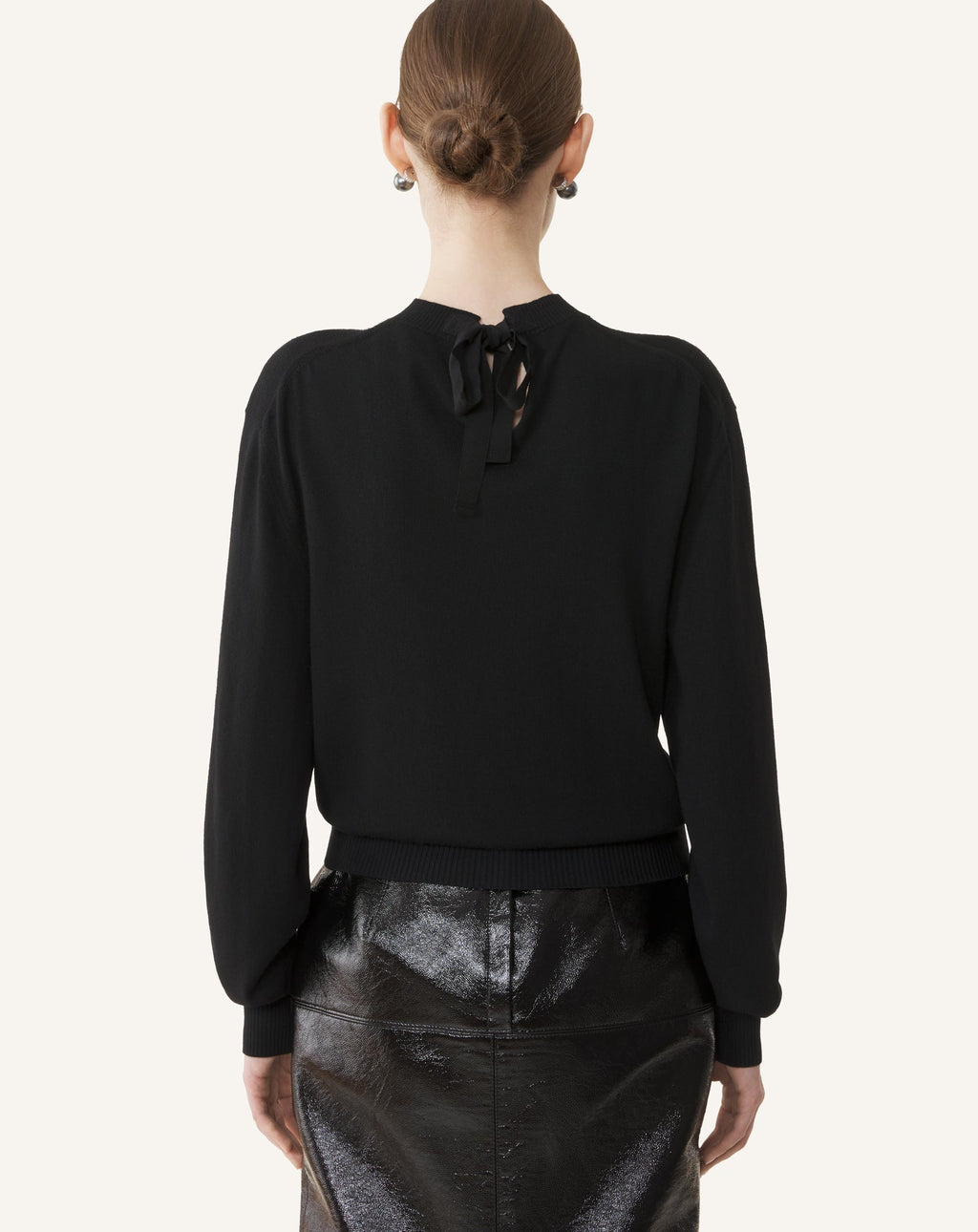 MERINO SWEATER WITH GROSGRAIN DETAIL