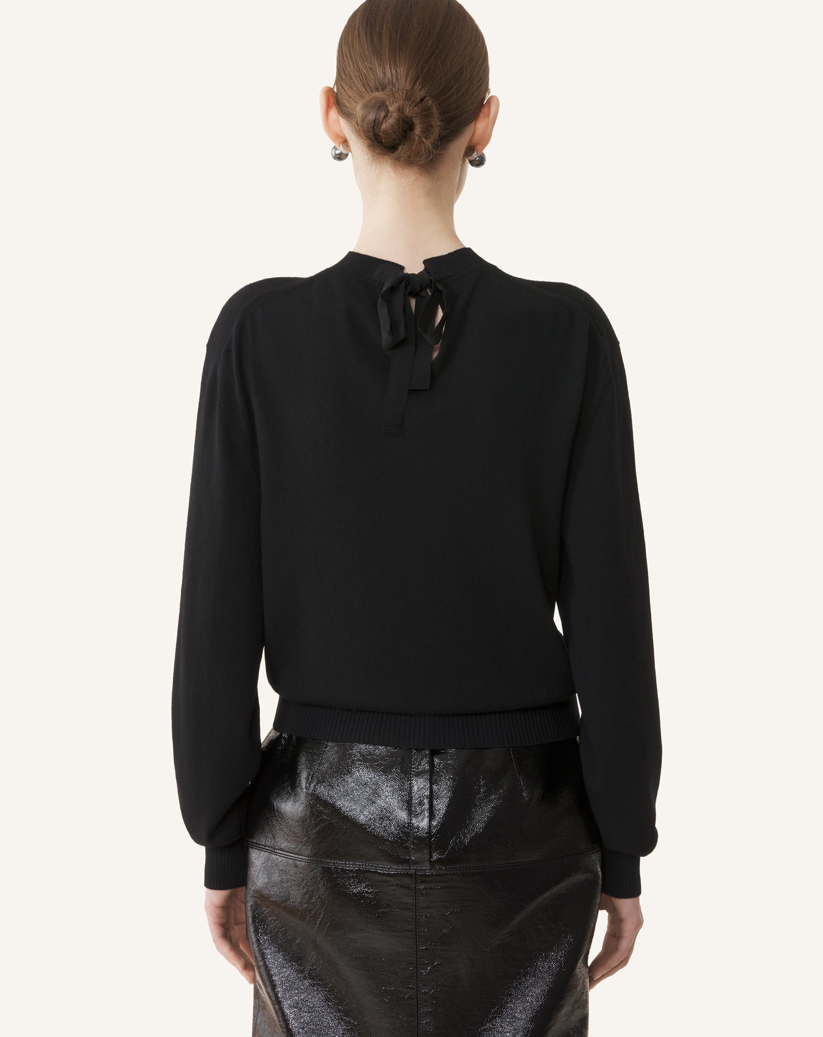 MERINO SWEATER WITH GROSGRAIN DETAIL