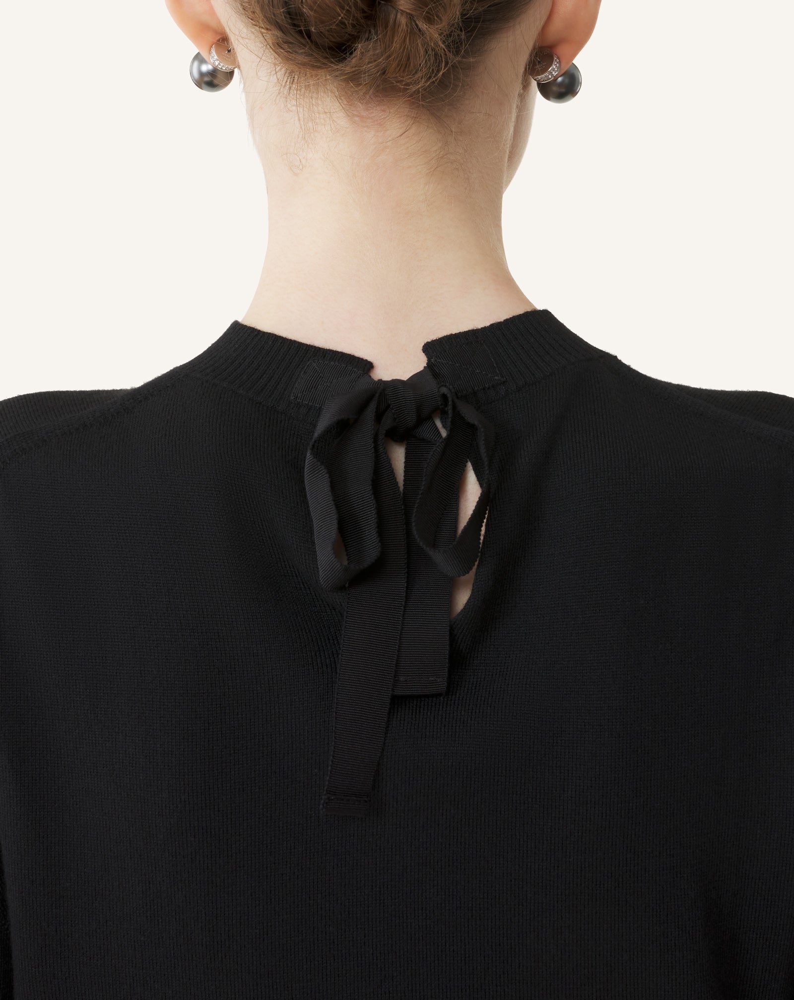 MERINO SWEATER WITH GROSGRAIN DETAIL