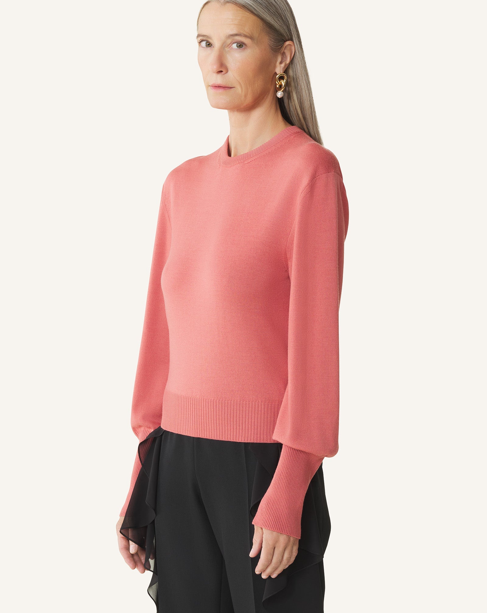 WOOL SWEATER WITH GROS GRAIN DETAIL