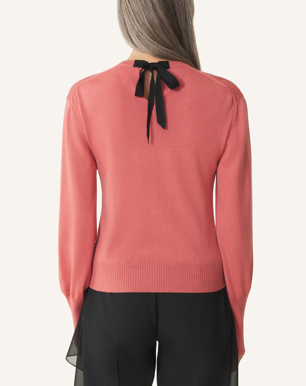 WOOL SWEATER WITH GROS GRAIN DETAIL