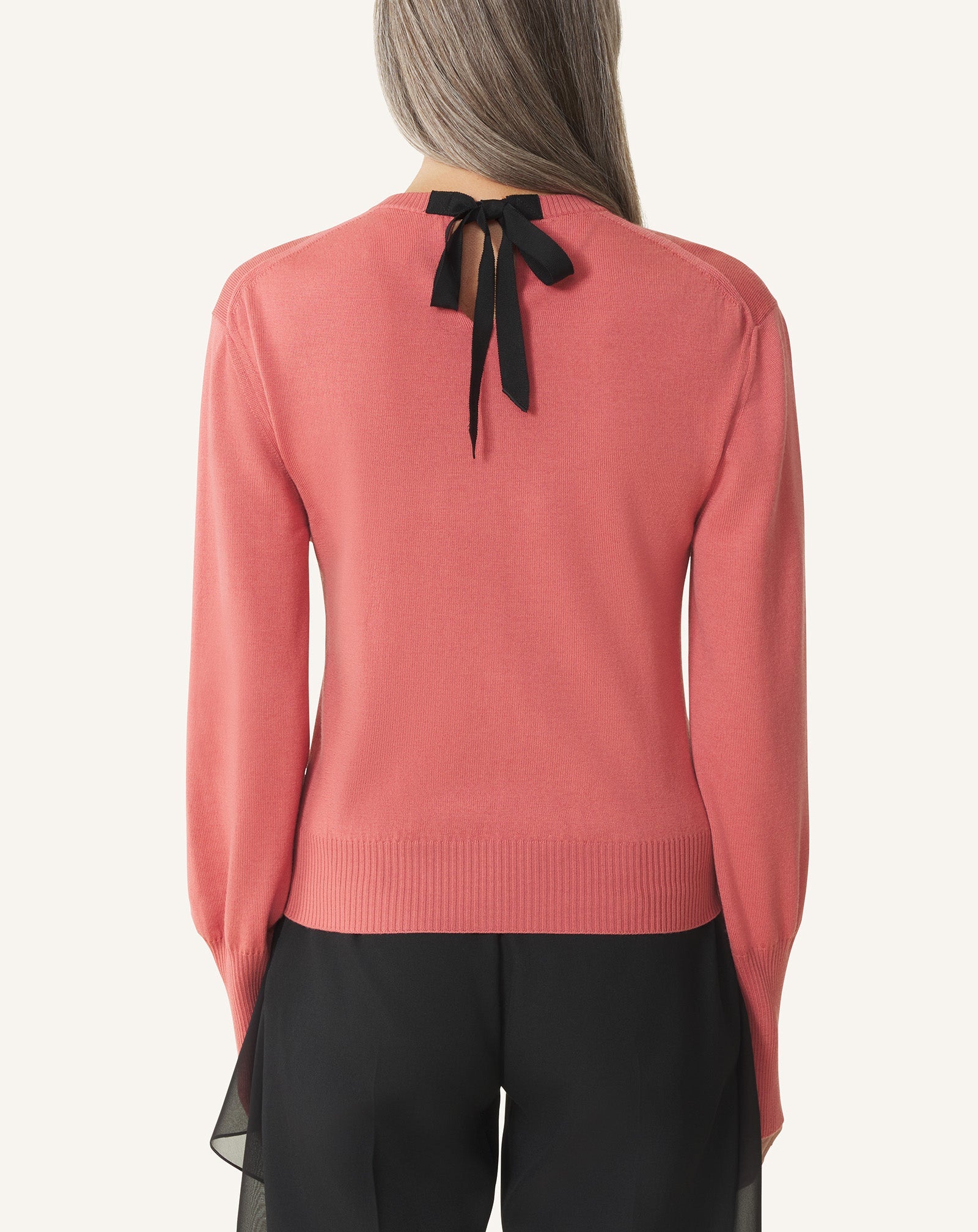WOOL SWEATER WITH GROS GRAIN DETAIL