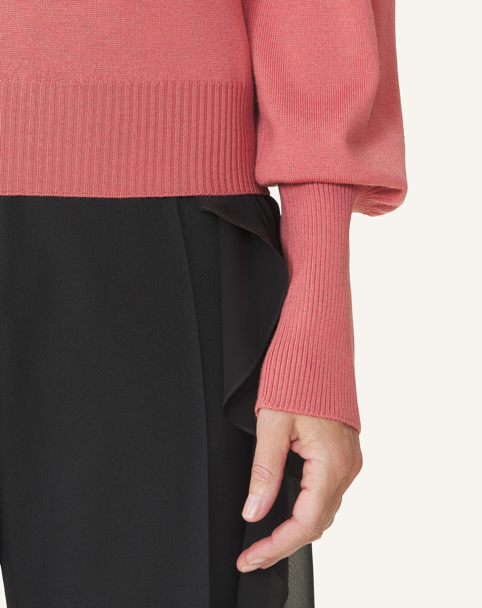 WOOL SWEATER WITH GROS GRAIN DETAIL
