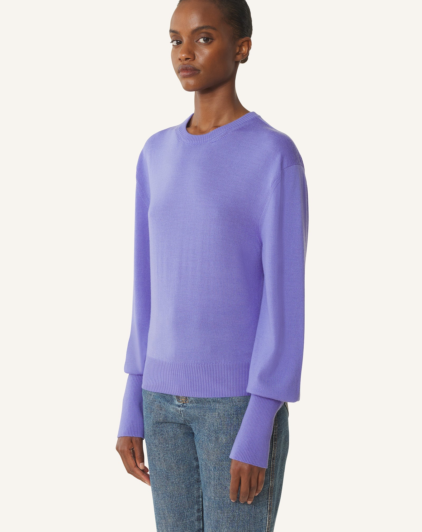 WOOL SWEATER WITH GROS GRAIN DETAIL