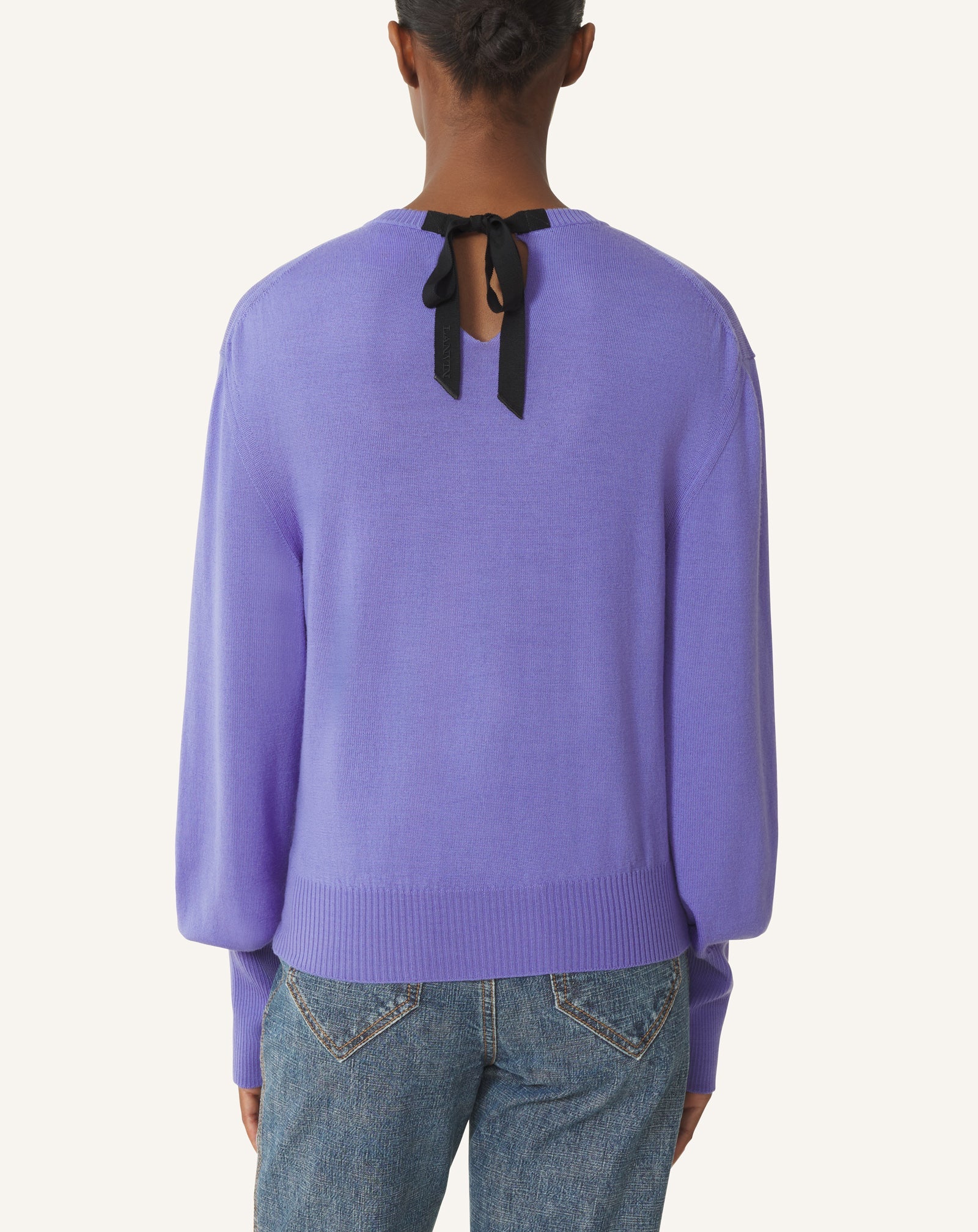 WOOL SWEATER WITH GROS GRAIN DETAIL